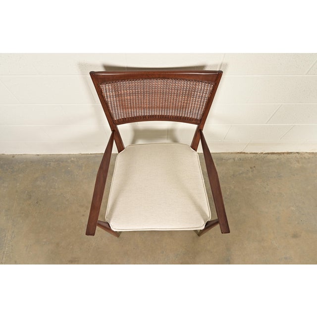 Paul McCobb Irwin Collection Mid-Century Modern Sculpted Walnut Cane Back Armchair, Newly Refinished For Sale In South Bend - Image 6 of 13