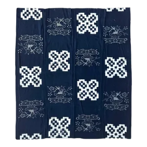 Early 20th Century Japanese Textile Art Panel Double Ikat Kasuri Futon Cover