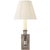 French Single Library Sconce in Antique Nickel with Linen Shade Height: 12" Extension: 6.75" Backplate: 2.5" x 4.5"...