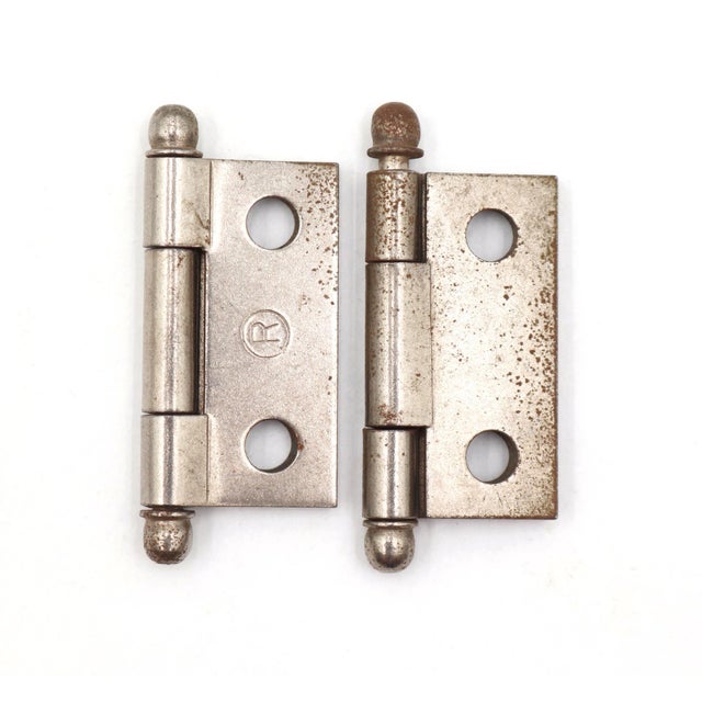 Pair of Vintage 1.375 X 1.5 In. Steel Right Hand Cabinet Door Hinges For Sale - Image 4 of 4
