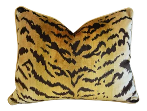 Scalamandre Le Tigre Tiger Silk Velvet Feather/Down Pillow 23" X 18"