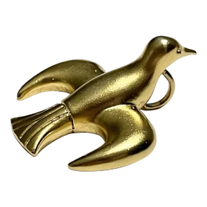 Circa 1980s Multilana, Dove of Peace, 925 Gold Vermeil Pin Pendant, Signed