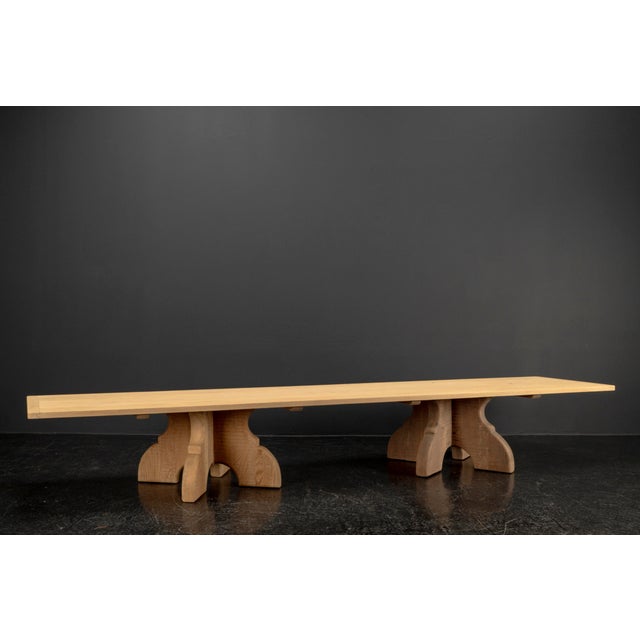 Brutalist Table Handcrafted Soaped Oak Bench, 1960s For Sale - Image 6 of 18