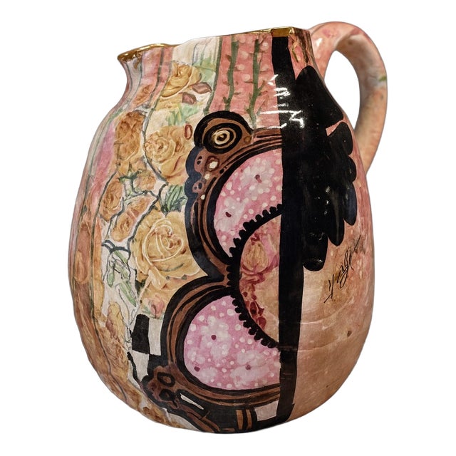 Vintage Ceramic and Slipware Pitcher by Laney K. Oxman, 1990s For Sale