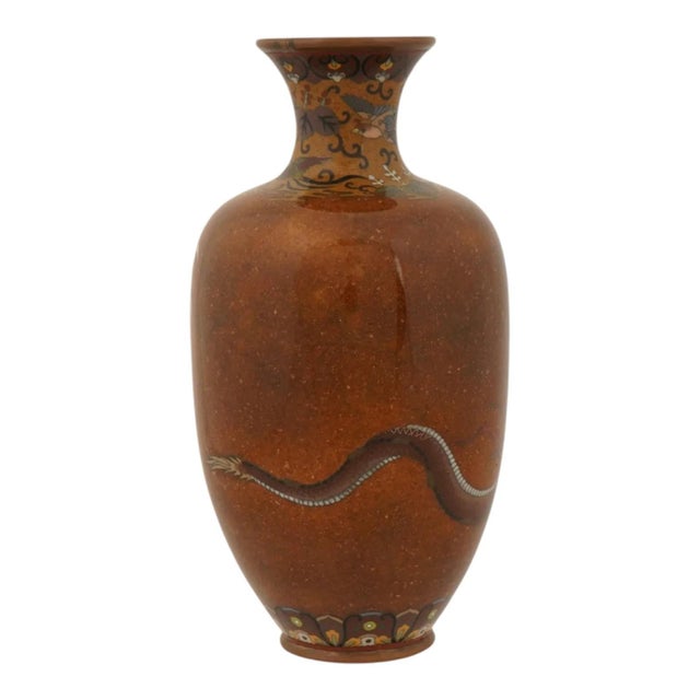 Japanese Japanese Cloisonne Enamel Meiji Goldstone Dragon Vase Attributed to Honda School For Sale - Image 3 of 7