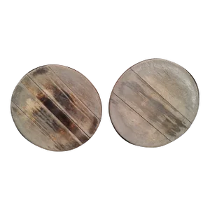 Pair Antique Primitive Round Wooden Cheese House Aging Boards 1850s Era