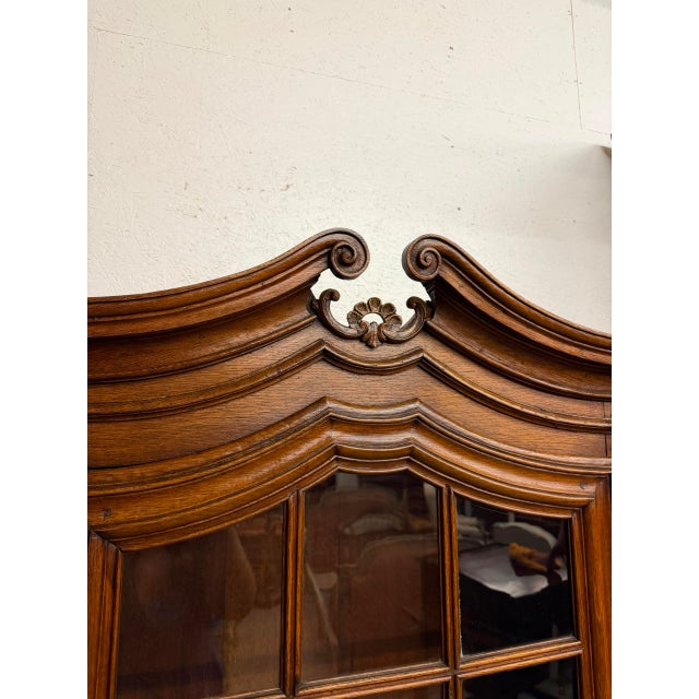 Late 19th Century Louis XV Style French Oak Bookcase With Glazed Glass Door, Circa 1860 For Sale - Image 13 of 18