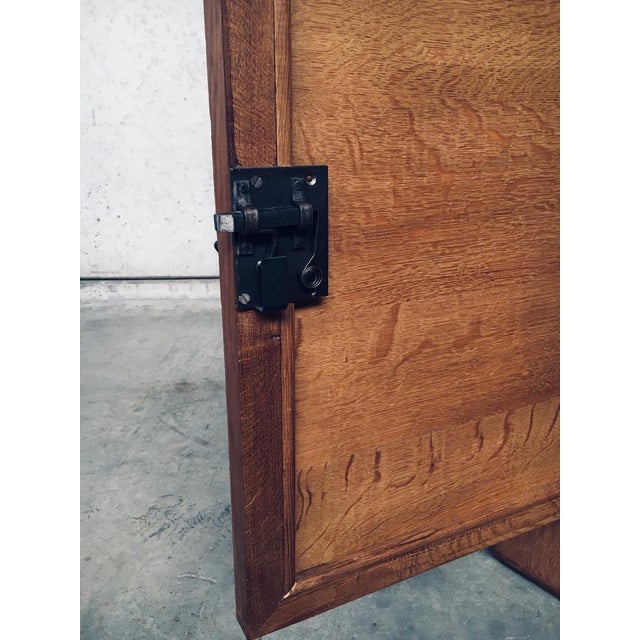 Brutalist Brutalist Handcrafted Oak 2 Door Cabinet, Belgium, 1950s For Sale - Image 3 of 18