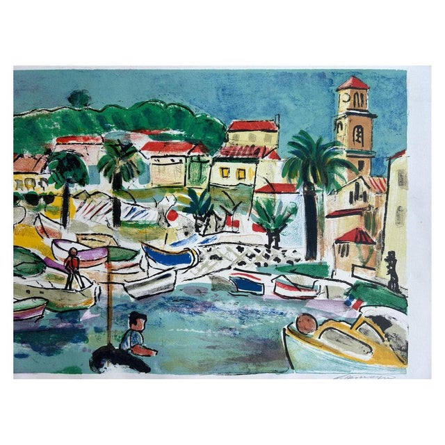 François Desnoyer Port of Sainte Maxime Original lithograph, signed in pencil and numbered 71/75 On BFK Rives vellum...