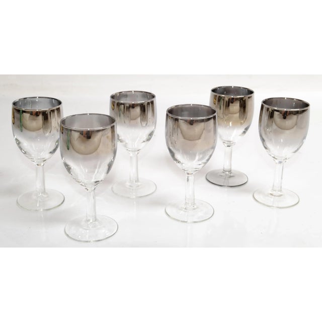 1970s Vintage Silver Fade 1970 Dorothy Thorpe Style Ombre Metallic Color Wine Glass Stemware- Set of 6 For Sale - Image 5 of 12