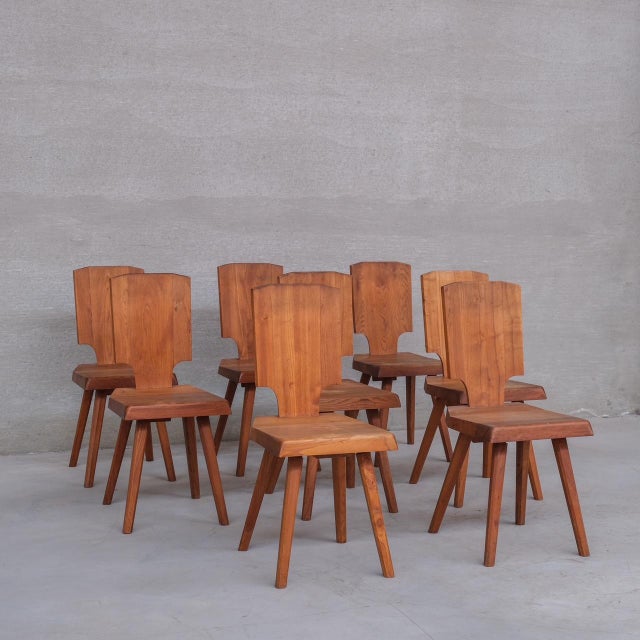 Mid-Century French Elm S28 Dining Chairs from Pierre Chapo, 1970s, Set of 8 For Sale - Image 11 of 16