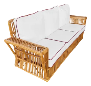 1990s Restored Art Deco Presidents Nantucket Stick Reed Rattan Nantucket 3-Seat Sofa