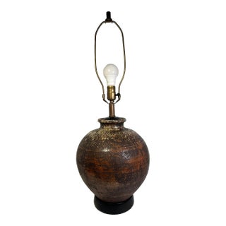 Vintage Japanese Shigaraki Stoneware Interior Light Pottery Table Lamp For Sale