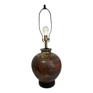 Vintage Japanese Shigaraki Stoneware Interior Light Pottery Table Lamp