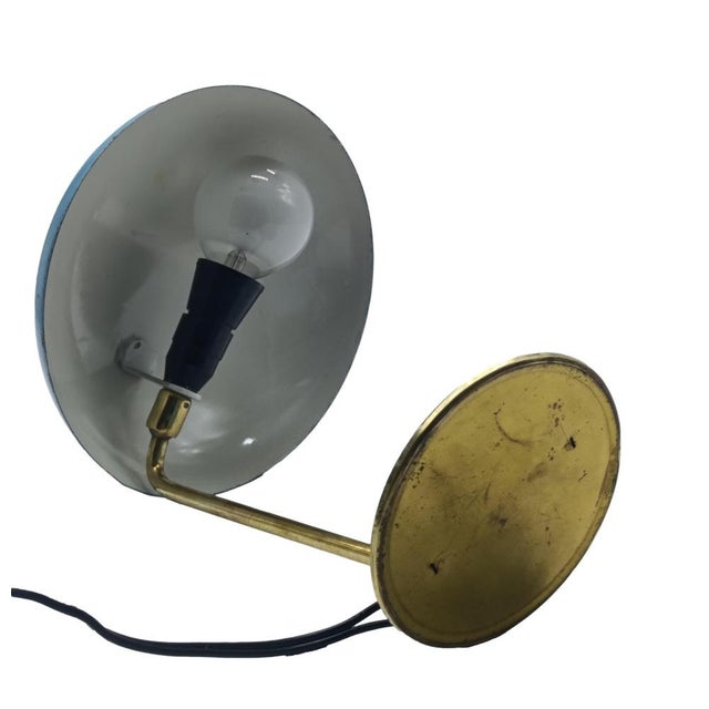 Blue Blue Metal and Brass Table Lamp, Italy, 1950s For Sale - Image 8 of 13