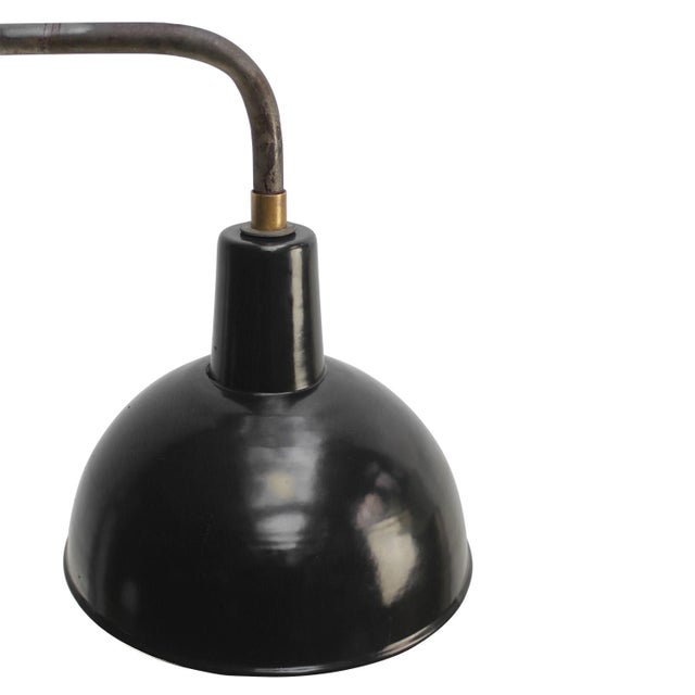 French Cast Iron and Black Opaline Wall Light For Sale - Image 5 of 6