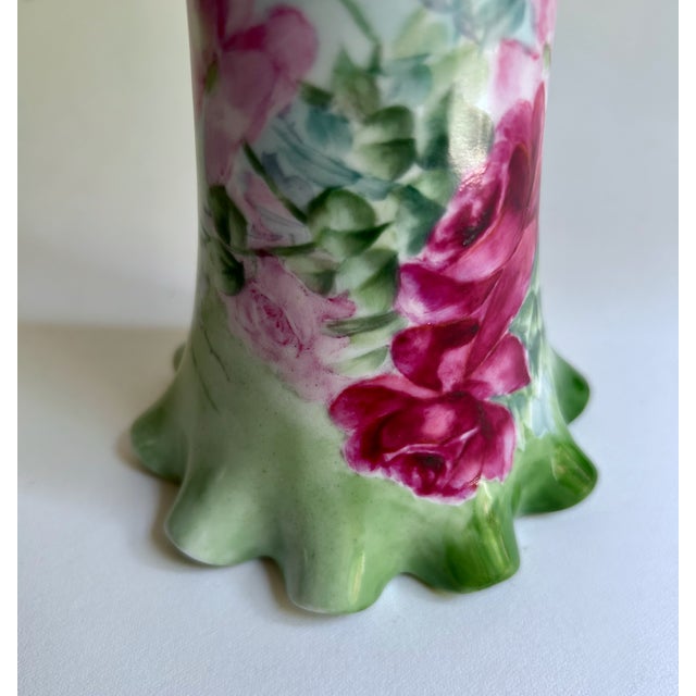 Circa 1900 Leonard Austria Roses Fluted Porcelain Vase For Sale - Image 10 of 17
