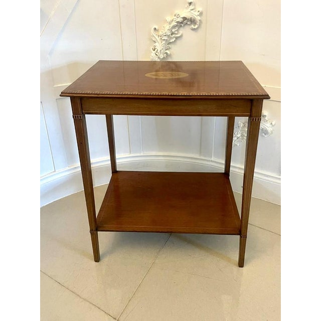 Antique Edwardian Mahogany Inlaid Lamp Table, 1900 For Sale - Image 15 of 15