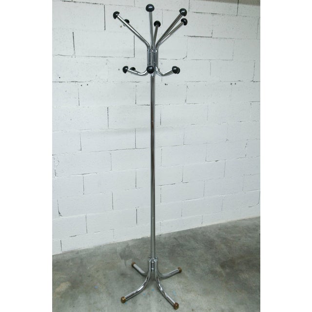 Black Coat Rack with Twelve Hooks in Chrome and Black Plastic, 1960s For Sale - Image 8 of 8