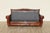 Vintage Art Deco Distressed Brown Leather Three-Seat Sofa With Mustache Back For Sale - Image 16 of 18