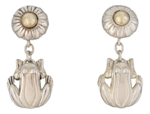 Kieselstein Cord Sterling Silver 14k Yellow Gold Frog Dangle Earrings