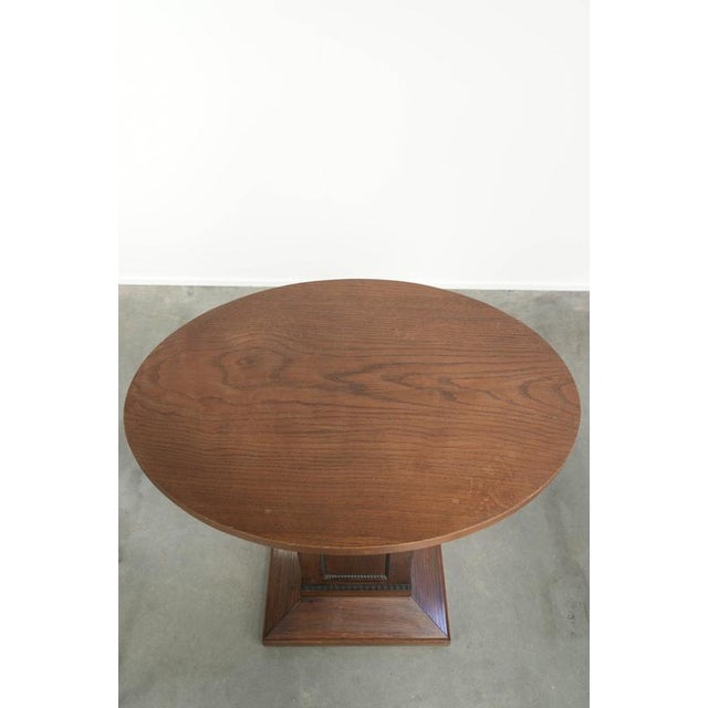 Dutch Oak Side Table/Center Table in Luxurious Amsterdam School Design with Exquisite Details For Sale - Image 6 of 13