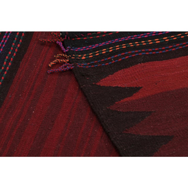 Red Vintage Sofreh Persian Kilim, Square Rug in Deep Red Open Field - Rug & Kilim For Sale - Image 8 of 8