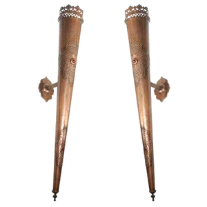 Moroccan Moorish Wall Brass Torchiere Sconces Oversized 6 Ft Tall
