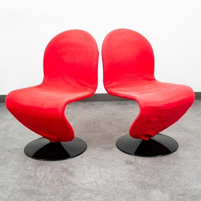 1960s Mid Century Modern Dining Chairs 4 Red Attributed to Vernon Panton 1-2-3 System Fritz Hansen For Sale - Image 5 of 12