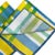 A set of four square cotton dinner napkins with blue, yellow, and green stripes. A perfect way to add a pop of color to...