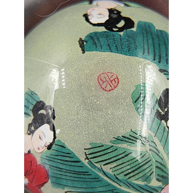 Vintage Chinese Reverse-Painted Globe With Rotating Stand For Sale - Image 4 of 18