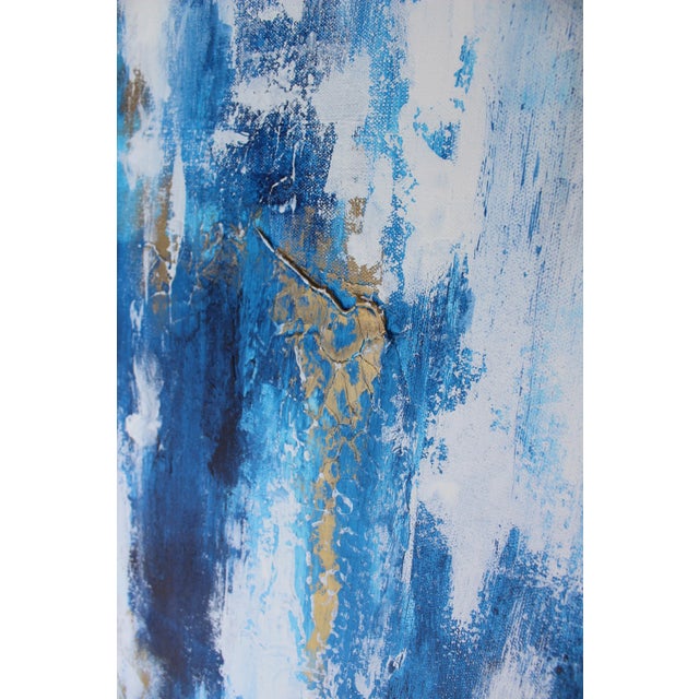 Abstract "Cracked Blue Ice" Contemporary Abstract Acrylic Painting For Sale - Image 3 of 5