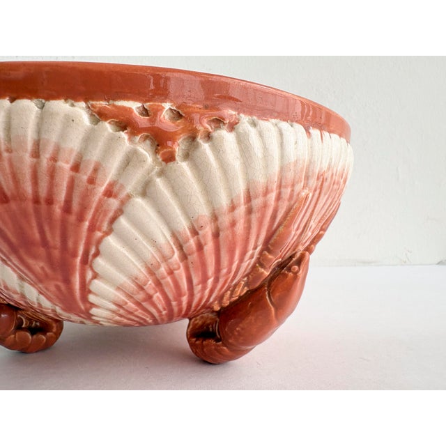 French Antique French Sarreguemines Majolica Lobster Clamshell Centerpiece Bowl For Sale - Image 3 of 17