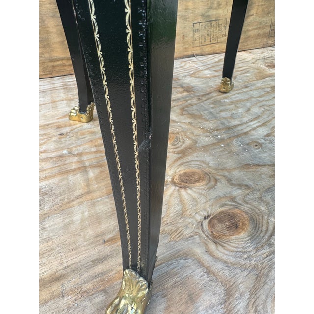 Late 20th Century Fine All Tooled Leather Legs Top and Sides W/Brass Gallery and Hairy Claw Feet Maitland Smith Drinks Occasional Table For Sale - Image 11 of 12