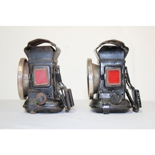 Metal Mini Railroad Handheld Lantern Pair For Sale - Image 7 of 17