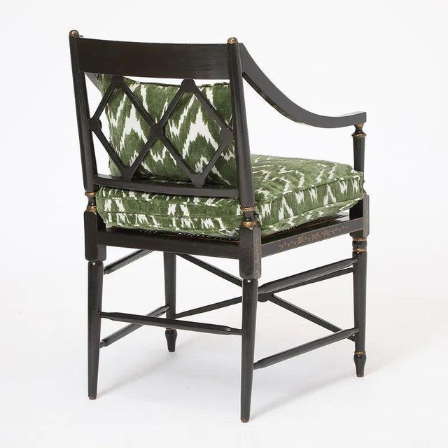 Late 20th Century Regency Style Black Lacquered Armchair by Burton Ching For Sale - Image 5 of 6