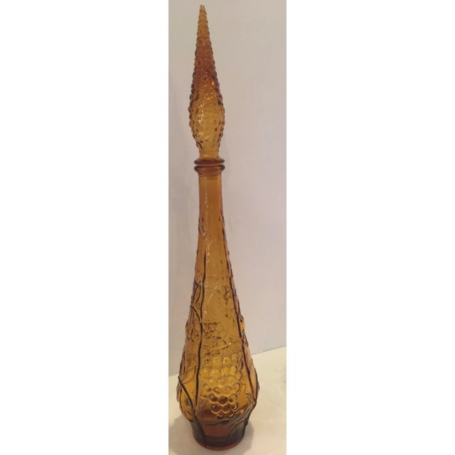 Mid Century Modern Empoli Geni Amber Glass Bottle For Sale In Detroit - Image 6 of 9
