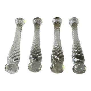1930s Art Deco Cambridge Glass Cocktail Muddlers, Crystal Barware Set of 4, Nantucket Estate For Sale