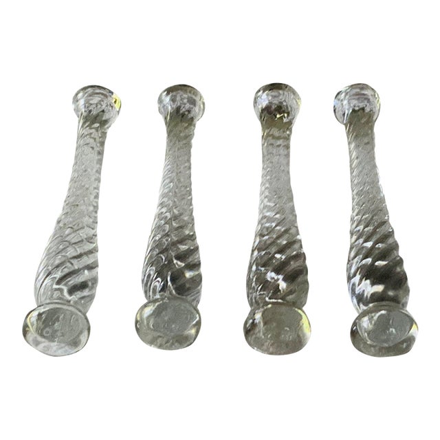 1930s Art Deco Cambridge Glass Cocktail Muddlers, Crystal Barware Set of 4, Nantucket Estate For Sale