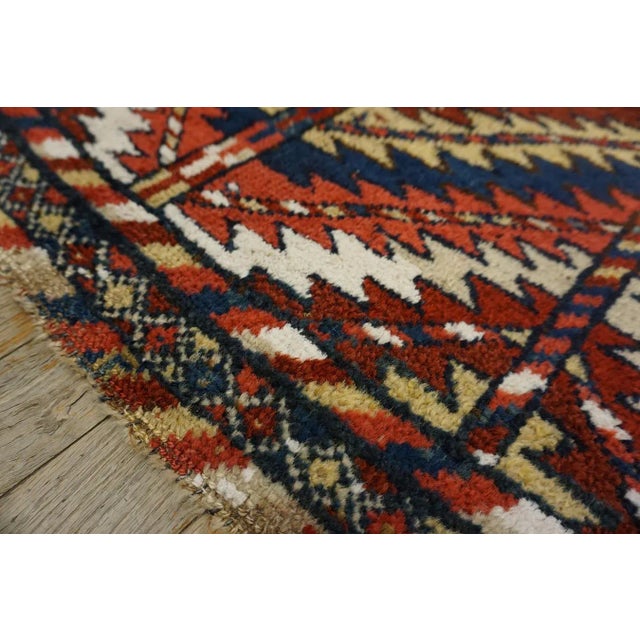 Wine Marvelous Multi Color With Dynamic Zigzag Geometric Desing Antique Persian Quchan Rug For Sale - Image 8 of 9