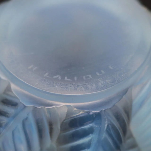 Glass Rene Lalique Opalescent Glass Moissac Vase For Sale - Image 7 of 12