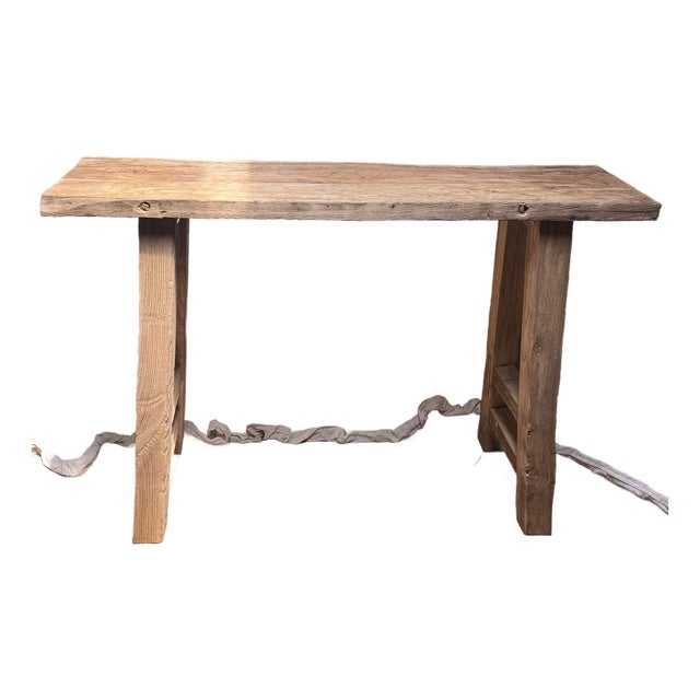Handcrafted Reclaimed Wood Console Table For Sale
