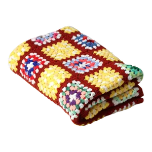 Vintage Crotchet Granny Square Afghan Quilt