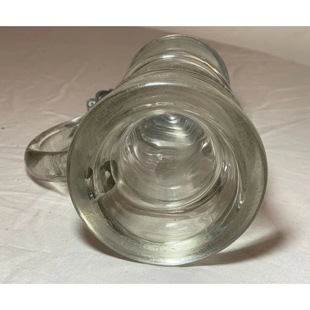 Large Antique 1800s Hand Blown Glass Pewter German Lidded Beer Stein Mug Pitcher For Sale - Image 10 of 10