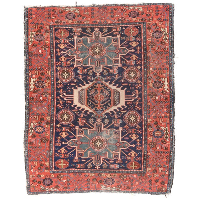 Antique Rust Karajeh Persian Area Rug For Sale - Image 4 of 4