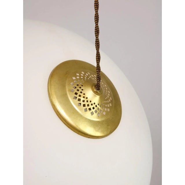Mid-Century Italian Saucer Glass and Brass Pendant Lamp For Sale - Image 4 of 18