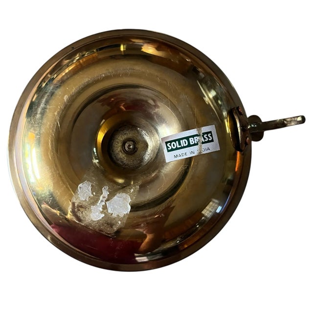 Farmhouse Vintage Brass Candlestick Holder With Fingerloop For Sale - Image 3 of 7