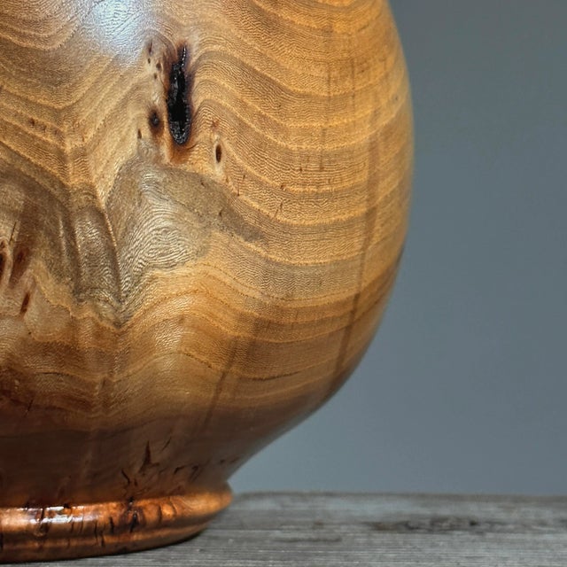 Organic Modern Hand Turned Elm Burl Bowl, Signed For Sale In Philadelphia - Image 6 of 8