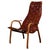 Yngve Ekström lounge chair with frame of beech and teak. Original patinated full grain aniline butt hide leather straps....