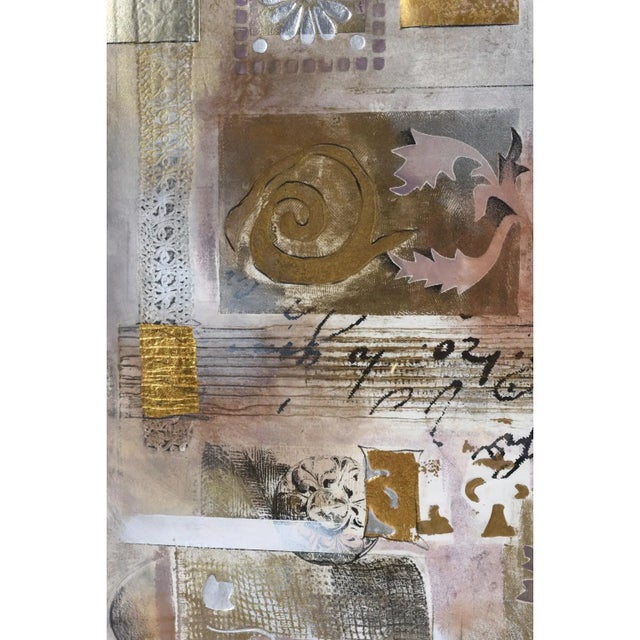 White 1990s Douglas Rosetta Stone I Large Original Print Lavender With Gold and Silver Leaf For Sale - Image 8 of 10